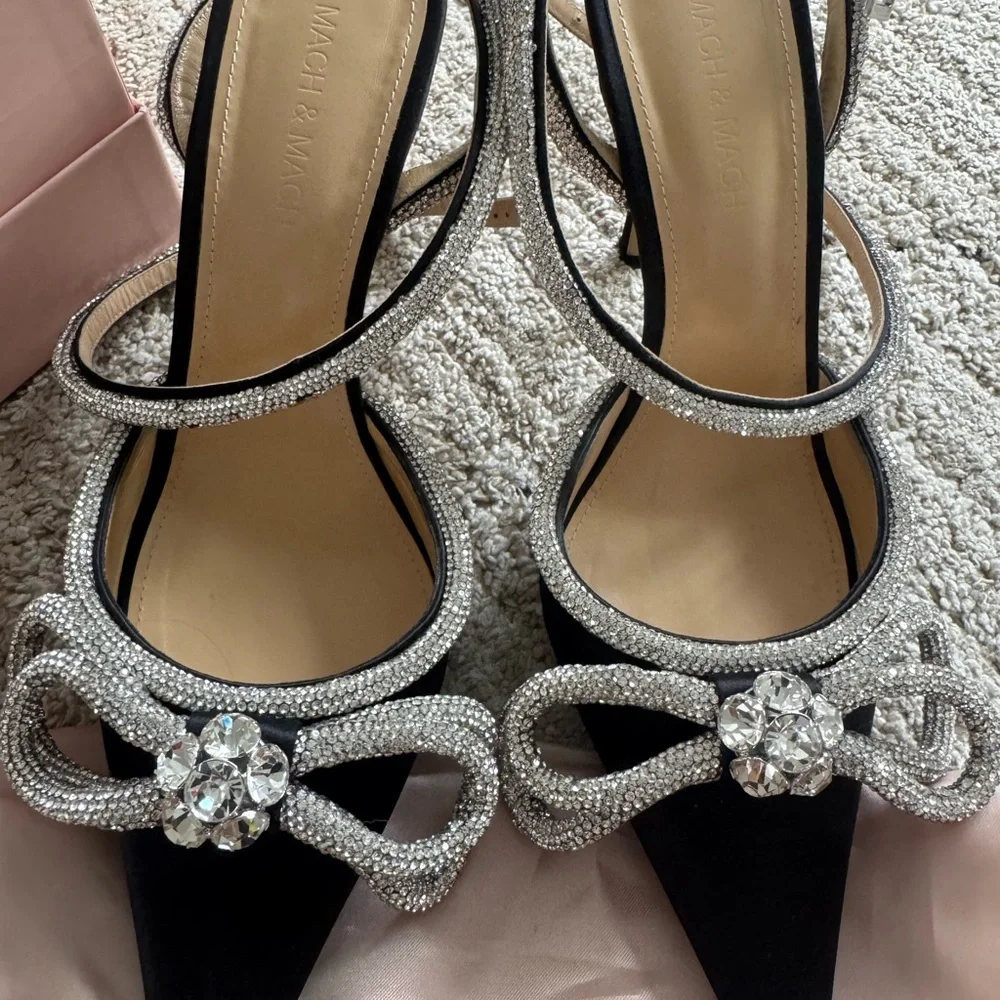 Mach & Mach Women's Black and Silver Heels size 38 - Picture 3 of 9